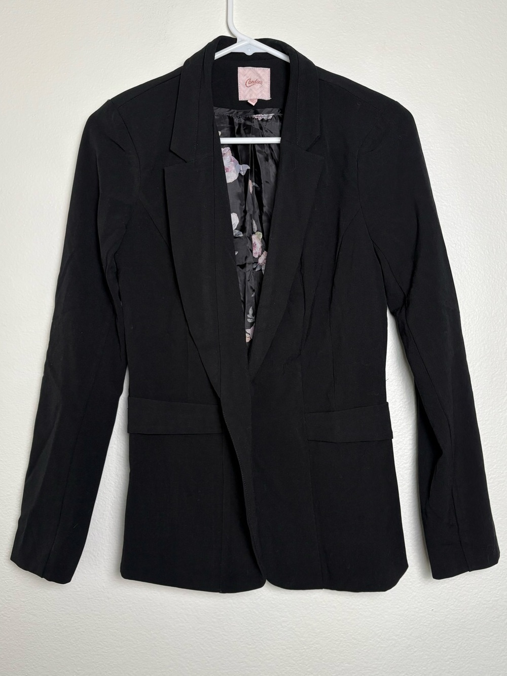 Candie's Black Blazer with Floral Inner Lining Size Small